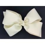 White (Antique White) Grosgrain Bow - 6 Inch